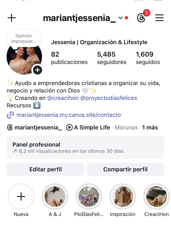 Perfil antes: 6.2 mil visualizaciones al mes